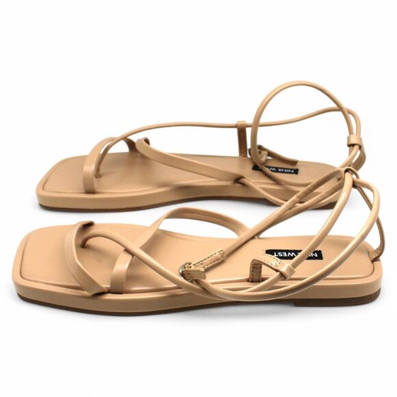 Nine West Waren Ankle Wrap Flat Sandals - Effortless Style and Comfort in Light - Picture 6 of 8